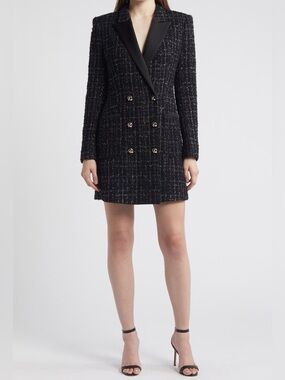 BOSS Dansian Tweed Long Sleeve Minidress. Size 14 US Women #396
